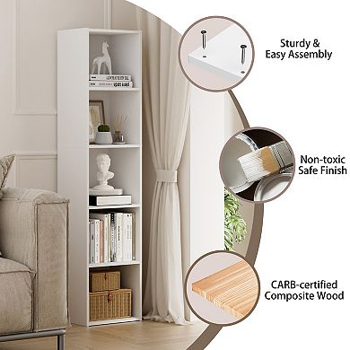 Furinno 9" x 12" x 52" Storage Shelf 5 Tier Cube Bookcase, White