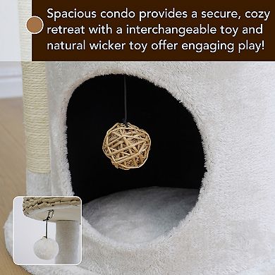 PetPals® Winnipeg 35.8" Cat Tree with Top Nest Bed, Sisal Scratching Post