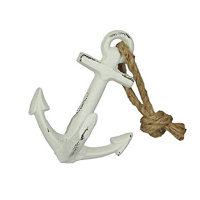 Set of 2 White Cast Iron Ship Anchor Bookends Nautical Home Decor Sculptures