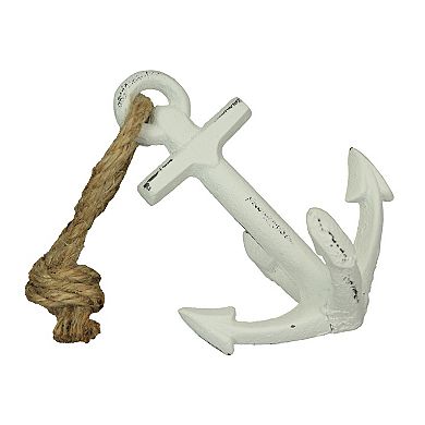 Set of 2 White Cast Iron Ship Anchor Bookends Nautical Home Decor Sculptures