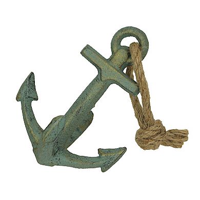 Set of 2 Verdigris Cast Iron Ship Anchor Bookends Nautical Home Decor Sculptures