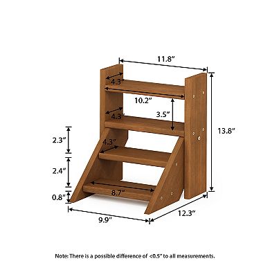 Furinno Staircase Outdoor Planter Set Flower Shelf, 4-Tier Meranti Display Shelf