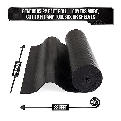 Precision Defined Professional Grade Tool Box Liner, 22 ft x 30", Black, Tool Box Drawer Liner
