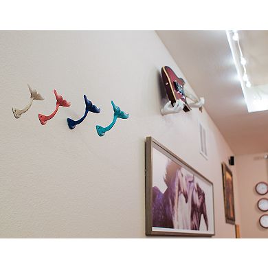 4 Cast Iron Whale Tail Wall Hooks or Coat Hanging Beach House Coastal Décor