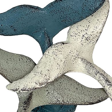 Set of 3 Cast Iron Nautical Whale Tale Wall Hooks