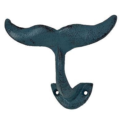 Set of 3 Cast Iron Nautical Whale Tale Wall Hooks