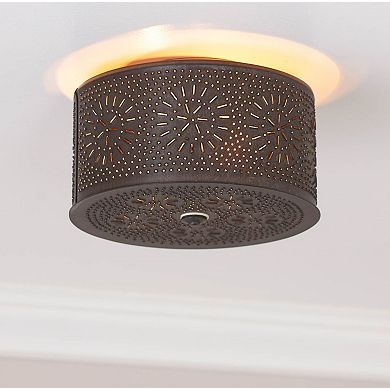Irvin's Tinware 2-Light Flush Mount Ceiling Light in Kettle Black - 12" Diameter