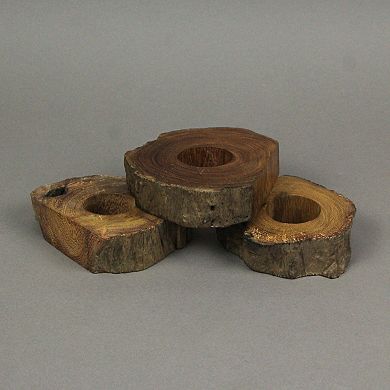 Set of 8 Hand Crafted Natural Acacia Wood Slice Napkin Rings