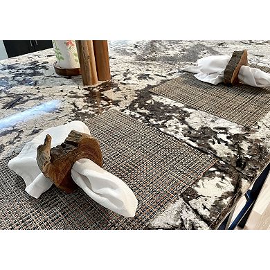 Set of 8 Hand Crafted Natural Acacia Wood Slice Napkin Rings