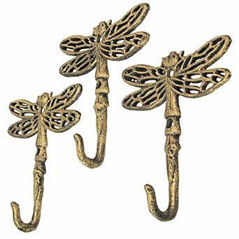 5 Inch Cast Iron Dragonfly Wall Hook Decorative Towel Hangers Coat Rack Set of 3