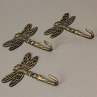 5 Inch Cast Iron Dragonfly Wall Hook Decorative Towel Hangers Coat Rack Set of 3