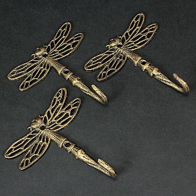 5 Inch Cast Iron Dragonfly Wall Hook Decorative Towel Hangers Coat Rack Set of 3