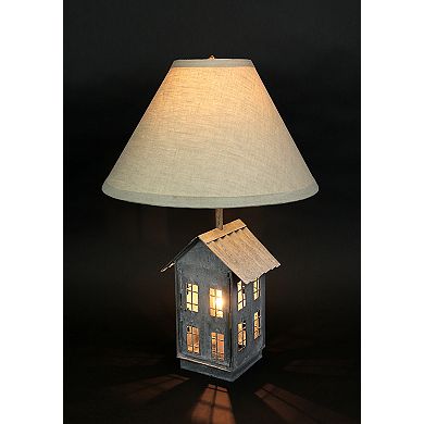 Set of 2 Rustic Zinc Dual Table Lamps And Accent Light Farmhouse Decor