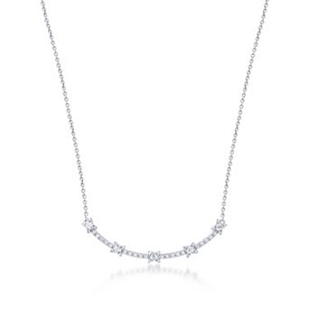 Diamond Essentials Sterling Silver 3/8 Carat T.W. Lab-Grown Diamond Curved Cluster Necklace