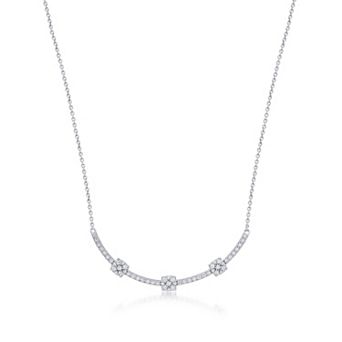 Diamond Essentials Sterling Silver 3/8 Carat T.W. Lab-Grown Diamond Curved Line Necklace