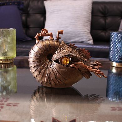 Steampunk Nautilus & Octopus Skull Statues Retro-Futuristic Oceanic Sculptures
