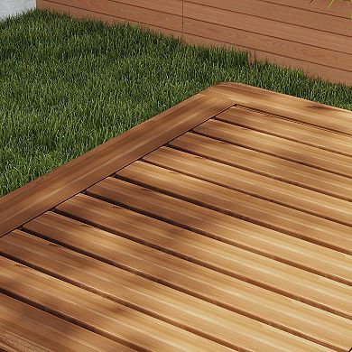 Furinno 59" x 35.5" Meranti Wood Outdoor Patio Dining Table with Umbrella Hole