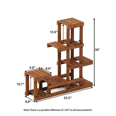Furinno Multi-Level Outdoor Plant Stand Flower Shelf, Tiered Meranti Display