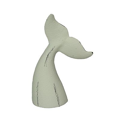 Set of 2 White Cast Iron Whale Tail Bookends Nautical Home Decor Bookshelf