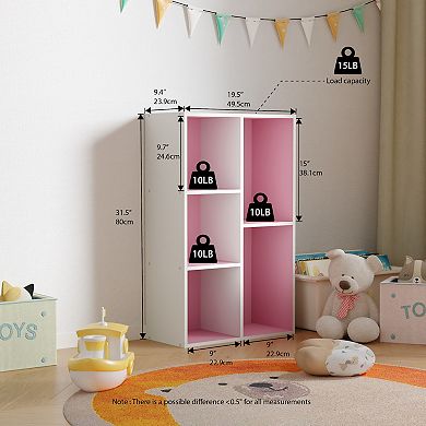 Furinno 5-Cube 31.5" Wooden Reversible Open Bookcase for Office, Living Room