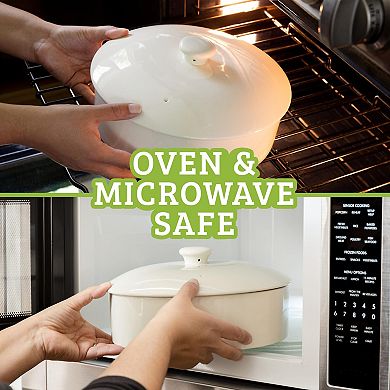 Chef Tacos Ceramic Tortilla Warmer, Microwavable, Tortilla Holder with Lid (10-inch, Cream)