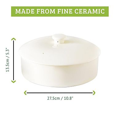 Chef Tacos Ceramic Tortilla Warmer, Microwavable, Tortilla Holder with Lid (10-inch, Cream)