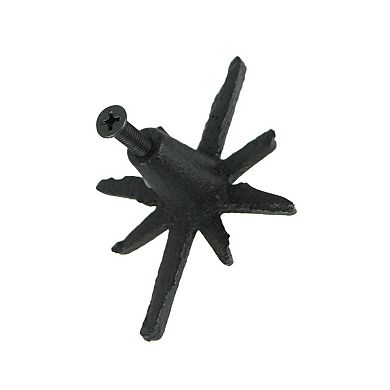 Set of 6 Antique Black Finish Mid Century Modern Starburst Drawer Pulls Knobs