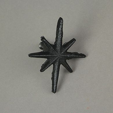 Set of 6 Antique Black Finish Mid Century Modern Starburst Drawer Pulls Knobs