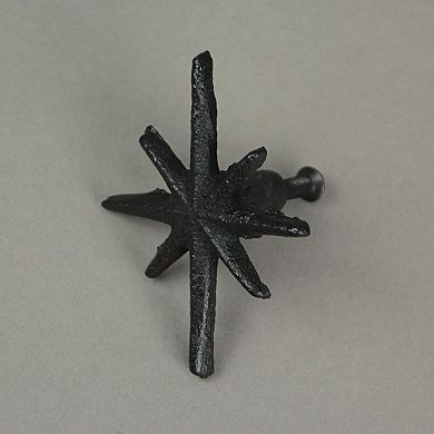 Set of 6 Antique Black Finish Mid Century Modern Starburst Drawer Pulls Knobs