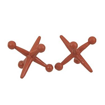 Orange Enamel Painted Cast Iron Giant Jack Bookends Decorative Sculpture Decor