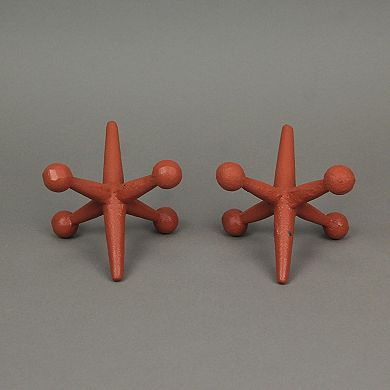 Orange Enamel Painted Cast Iron Giant Jack Bookends Decorative Sculpture Decor