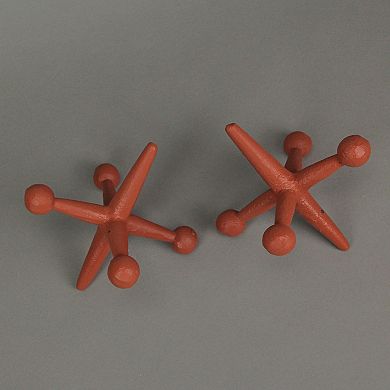 Orange Enamel Painted Cast Iron Giant Jack Bookends Decorative Sculpture Decor