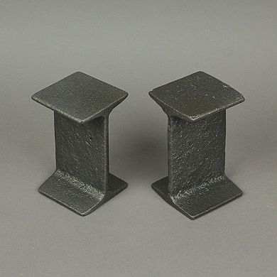 Set of 2 Cast Iron I Beam Bookends Decorative Bookshelf Rustic Desk Home Decor