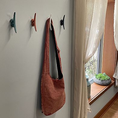 Set of 4 Colorful Coral Coastal Cast Iron Cleat Wall Hooks/Drawer Pulls Decor