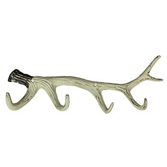 16 Inch Cast Iron Deer Antler Wall Mounted Hook Rack Towel Key Hat Hanger