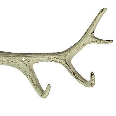 16 Inch Cast Iron Deer Antler Wall Mounted Hook Rack Towel Key Hat Hanger