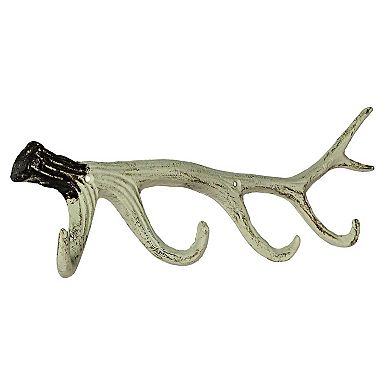 16 Inch Cast Iron Deer Antler Wall Mounted Hook Rack Towel Key Hat Hanger