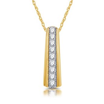 Diamond Essentials 14k Gold Over Sterling Silver 1/2 Carat T.W. Lab-Grown Diamond Line Pendant Necklace