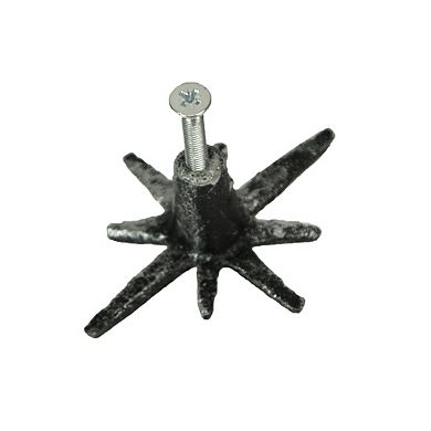 Set of 6 Antique Silver Finish Mid Century Modern Starburst Drawer Pulls Knobs