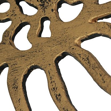 Nautilus Shell Trivet Distressed Gold Finish, Heat-Resistant, Coastal Decor