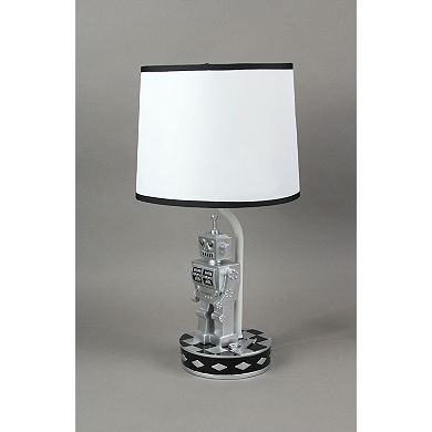 Set of 2 Retro 1960's Style Square Head Robot Sci-Fi Table Lamps With Shades