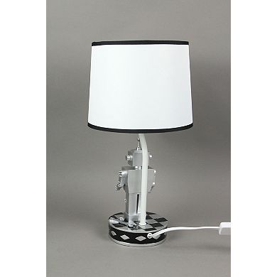 Set of 2 Retro 1960's Style Square Head Robot Sci-Fi Table Lamps With Shades