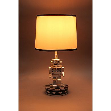Set of 2 Retro 1960's Style Square Head Robot Sci-Fi Table Lamps With Shades