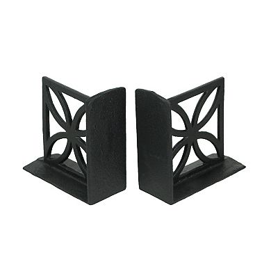 Set of 2 Cast Iron Breeze Block Bookends Mid Century Modern Home Bookshelf Decor