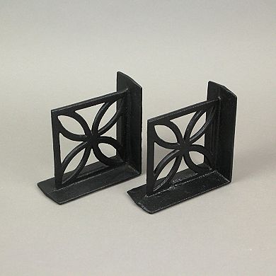 Set of 2 Cast Iron Breeze Block Bookends Mid Century Modern Home Bookshelf Decor