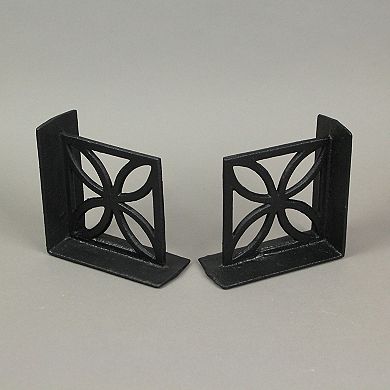 Set of 2 Cast Iron Breeze Block Bookends Mid Century Modern Home Bookshelf Decor