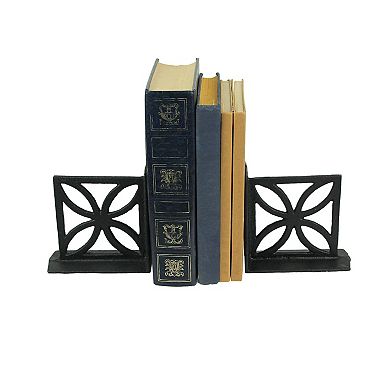 Set of 2 Cast Iron Breeze Block Bookends Mid Century Modern Home Bookshelf Decor