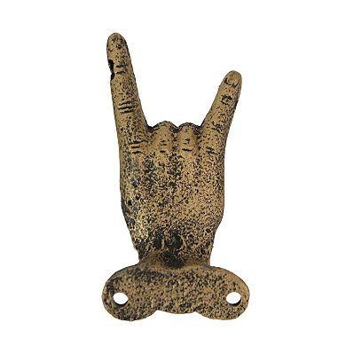 Set of 3 Gold Cast Iron Hand Gesture Decorative Wall Hooks Key Towel Hanger