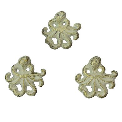White Cast Iron Octopus Drawer Pull Decorative Cabinet Knob Nautical Set of 6