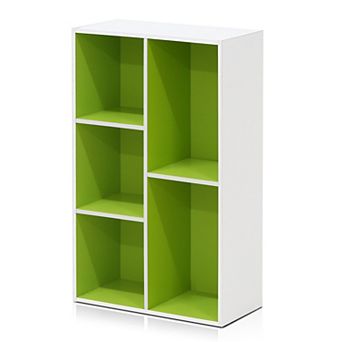 Furinno 5-Cube 31.5" Wooden Reversible Open Bookcase for Office, Living Room